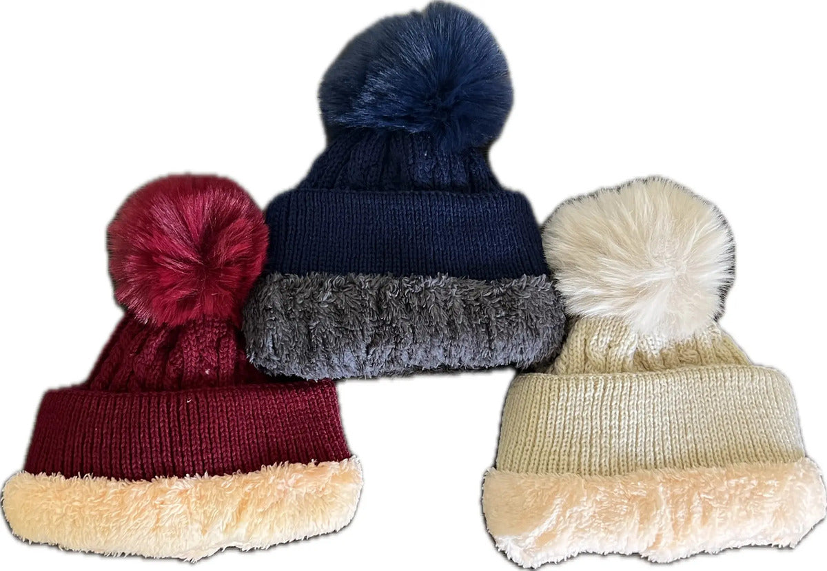 Gorro De Invierno Con Interior De Chiporro Y Pompon Peludo - vista 3