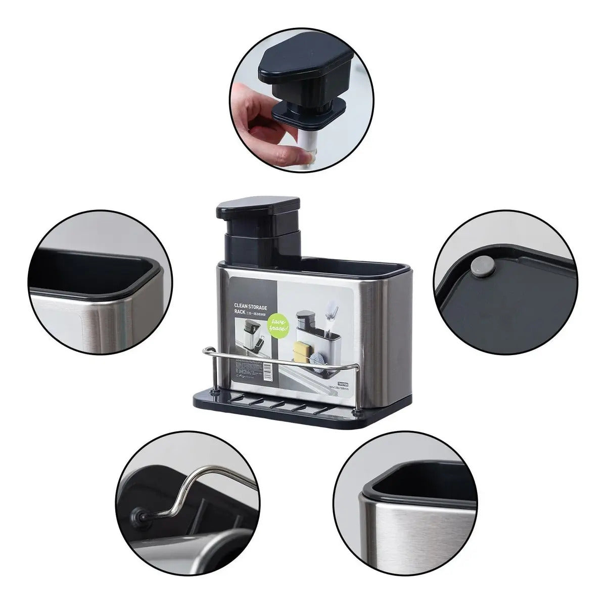 Dispensador De Jabon Con Porta Esponja Organizador Lavaplato - vista 3