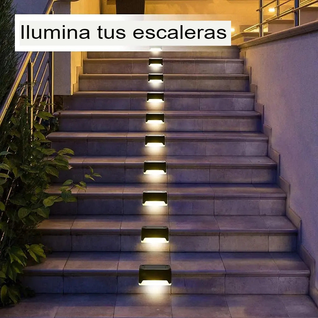 Pack 4 Focos Lampara Solar Led Escalera Pared Aplique Calida - vista 9