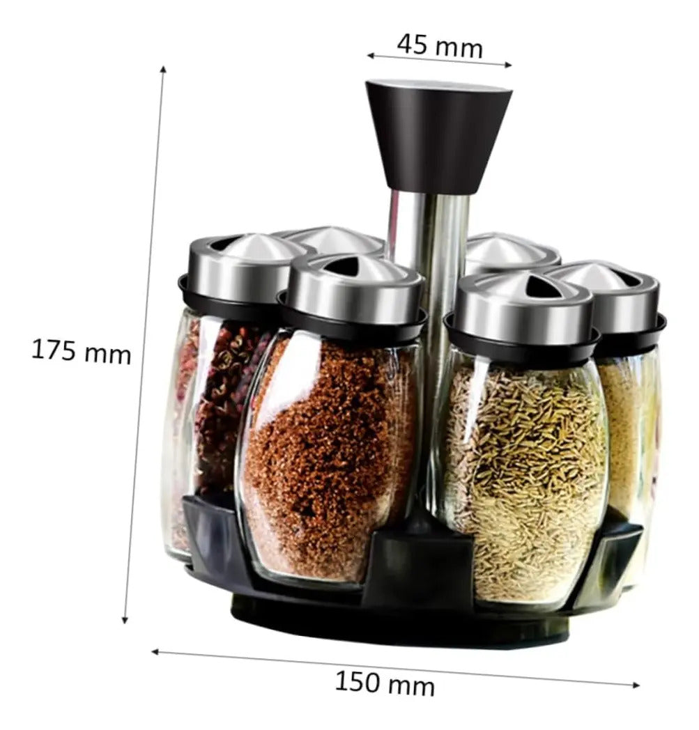 Set Especiero Condimentero 6 Frascos Giratorio 360 Premium - vista 2