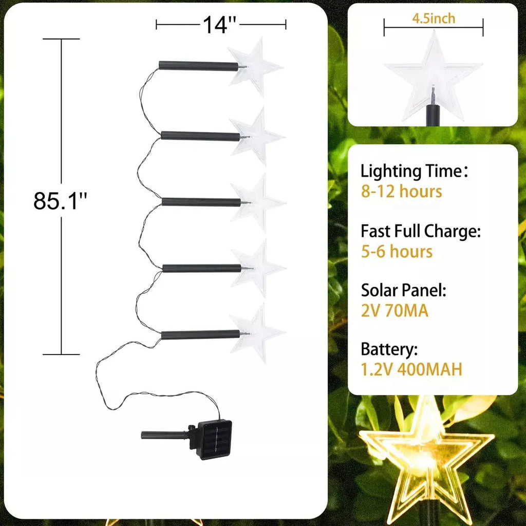 Pack 5 Luces Estacas Solares Navidad Luces Led Para Jardín - vista 6