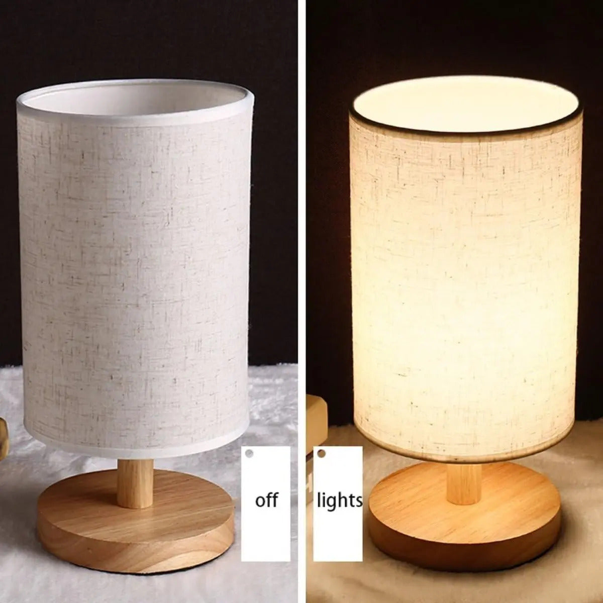 Lampara Velador Mesa Escritorio Elegante Diseño Madera E27 - vista 5