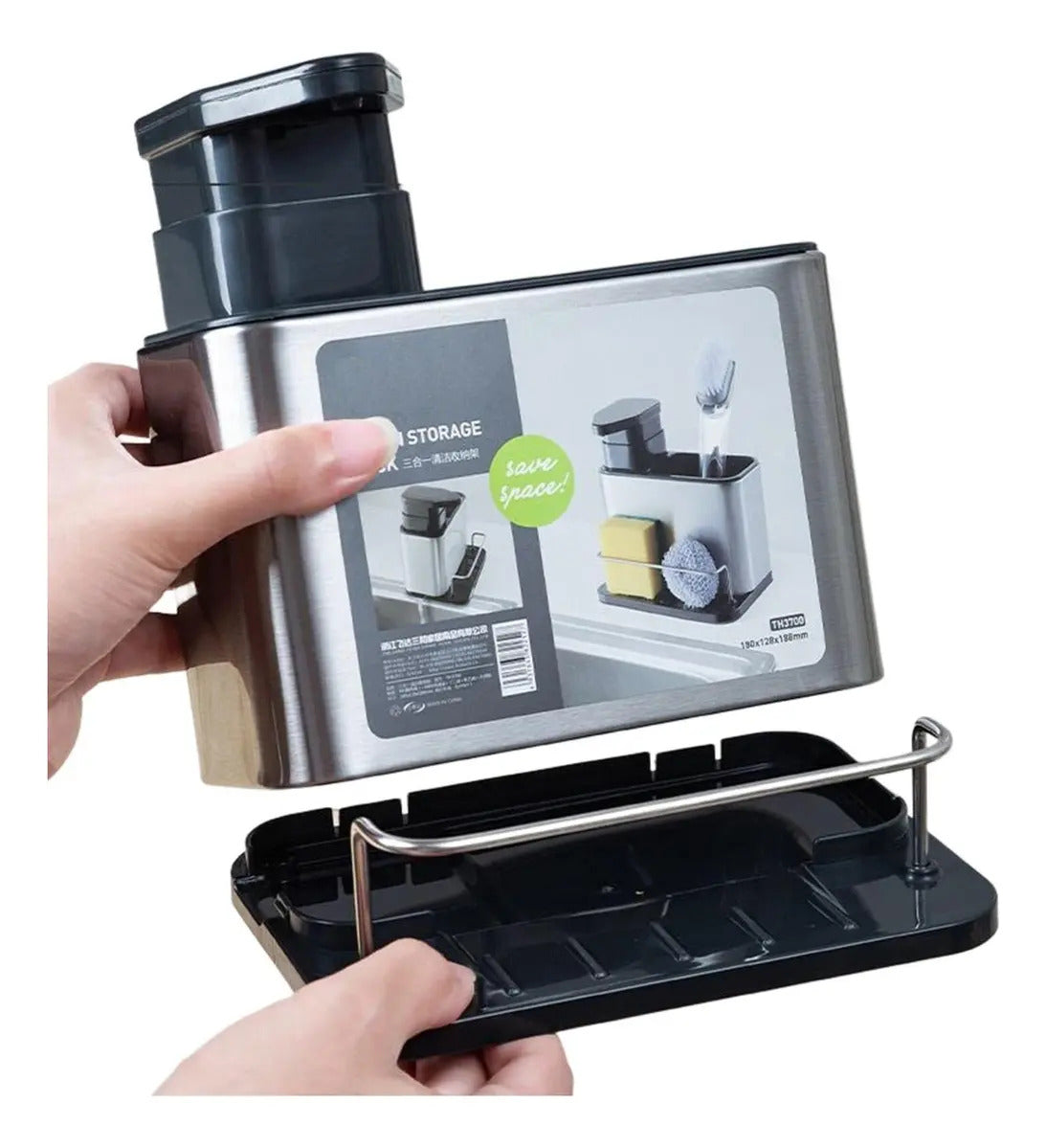Dispensador De Jabon Con Porta Esponja Organizador Lavaplato - vista 10
