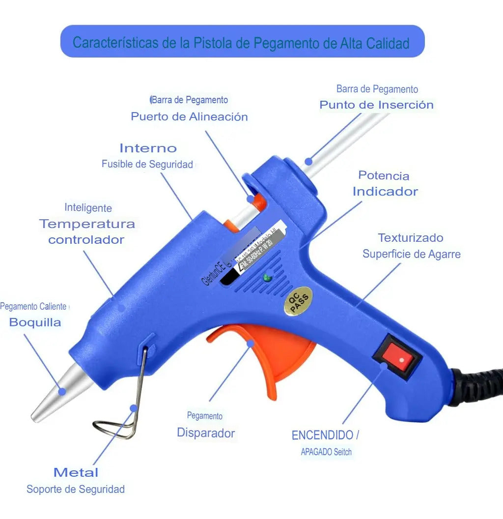 Pistola De Silicona Electrica 60w Mas 10 Barras Silicon 10mm - vista 5
