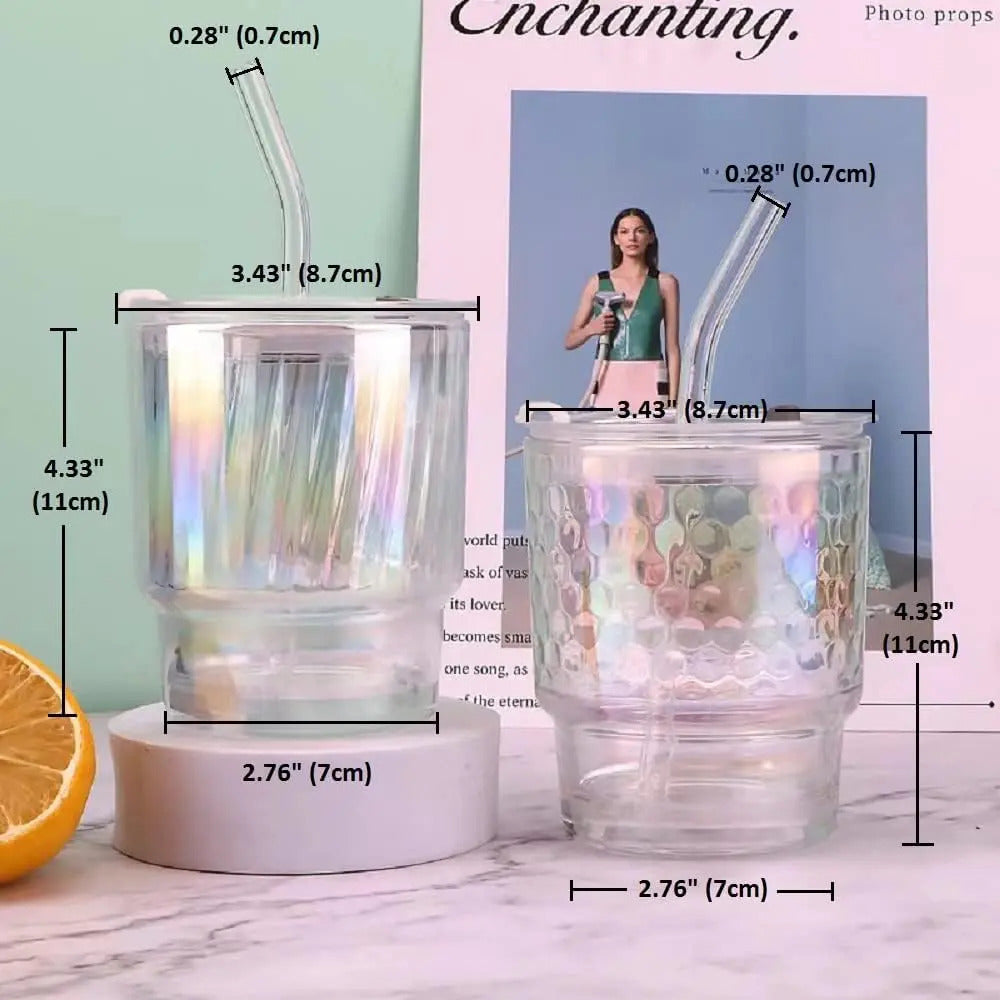 Vaso De Vidrio Con Bombilla Y Tapa Hermetica Diseño Moderno - vista 2