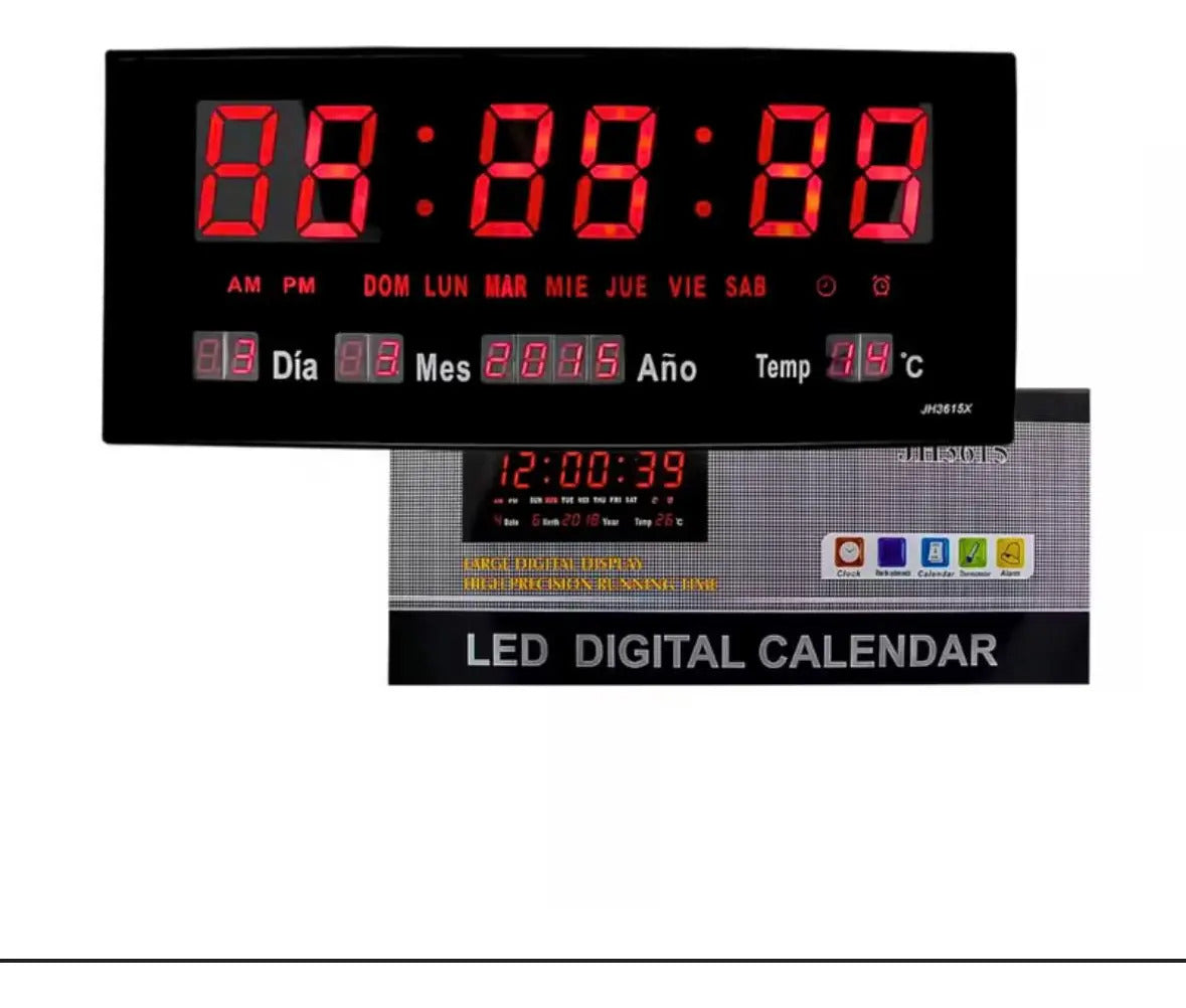 Reloj Digital Pared Mural Led Moderno Fecha Dia Temperatura - vista 2