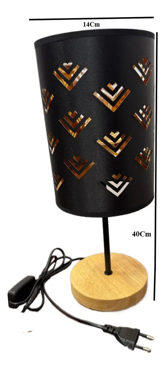 Lampara Velador Mesa Escritorio Elegante Diseño Base Madera - vista 4