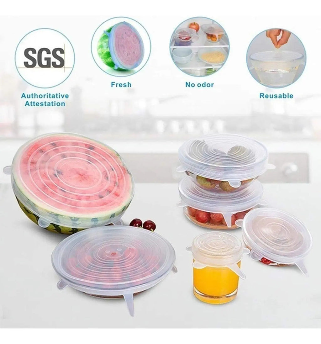 Set De 6 Tapas De Silicona Ajustables Para Alimentos Sellado - vista 9