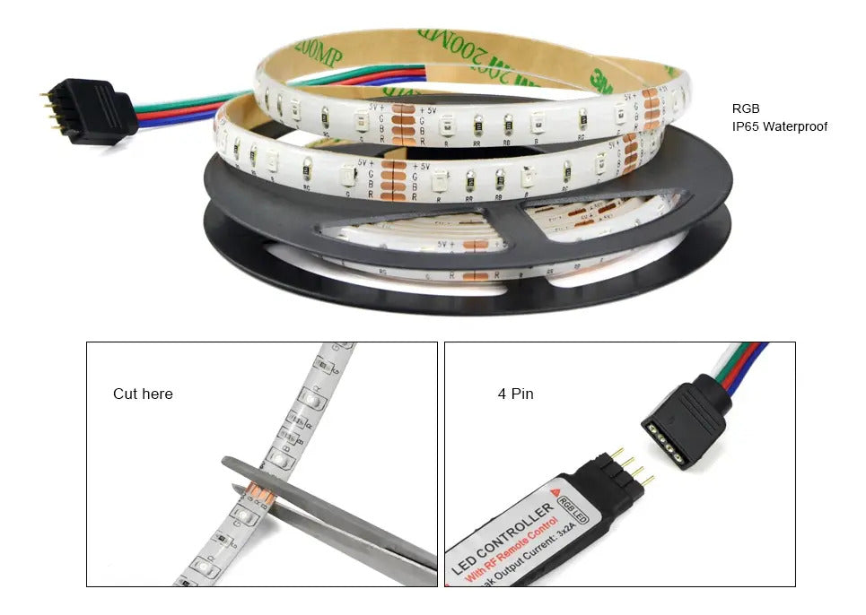 Luces Led Tira 16 Colores Cinta 5 Metros Led Rgb Control - vista 6
