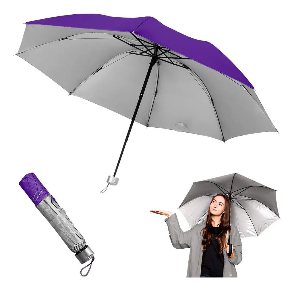 Paraguas Lluvia Plegable sombrilla Impermeable Retractil Uv - vista 15