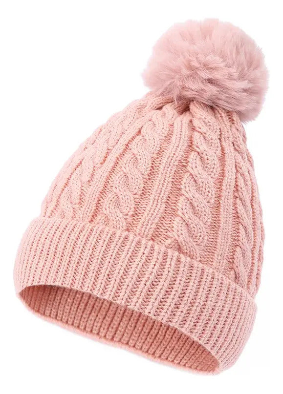 Gorro De Invierno Con Interior De Chiporro Y Pompon Peludo