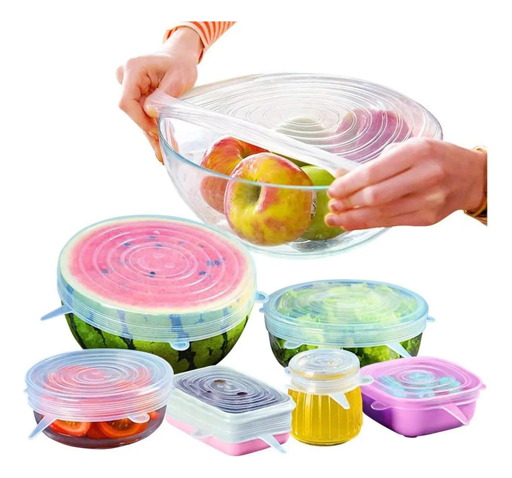 Set De 6 Tapas De Silicona Ajustables Para Alimentos Sellado - vista 7