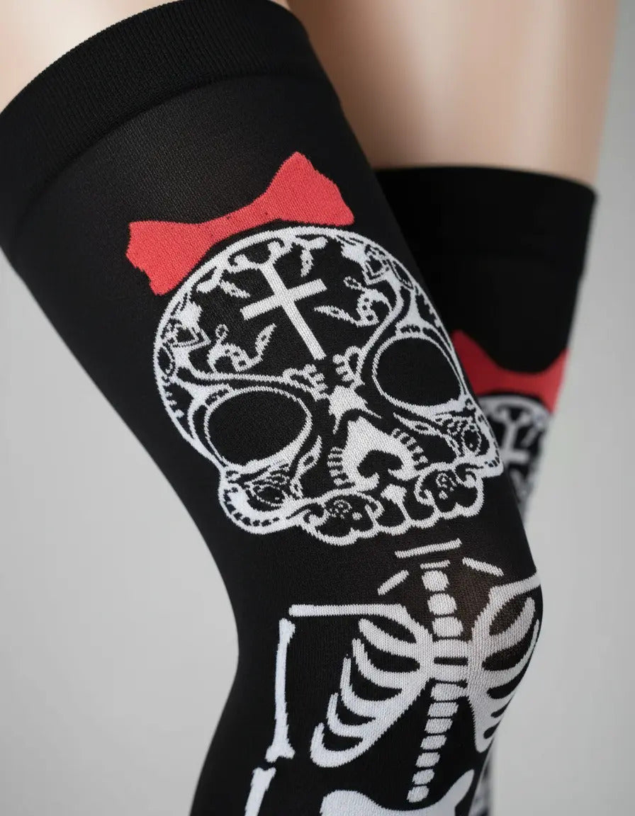 Medias Panty Bucaneras Disfraz Esqueletos Negras Halloween - vista 5