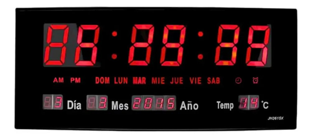 Reloj digital mural LED con fecha y temperatura