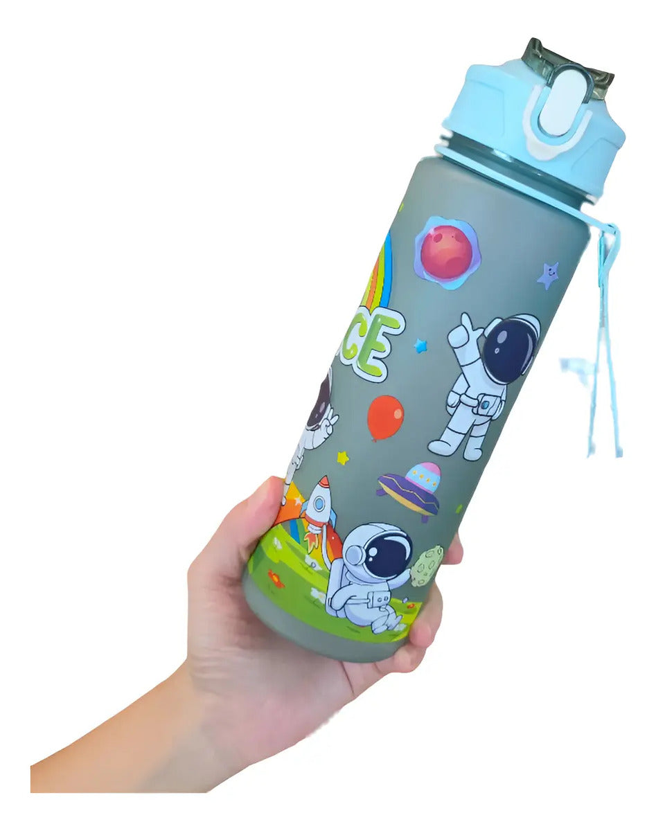 Botella De Agua Deportiva Gym Escolar Diseño Astronauta - vista 13