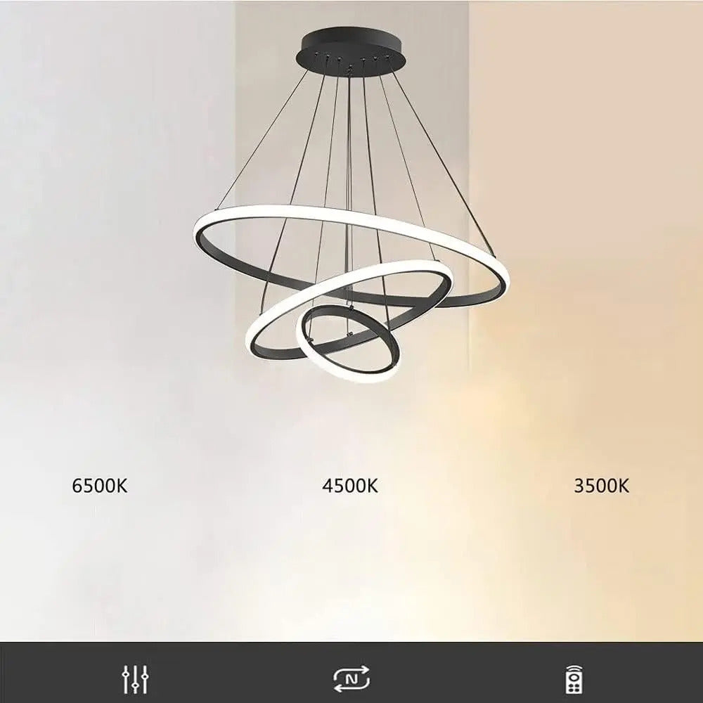 Lampara De Techo Colgante Led Diseño Moderno Triple Aro 48w - vista 4