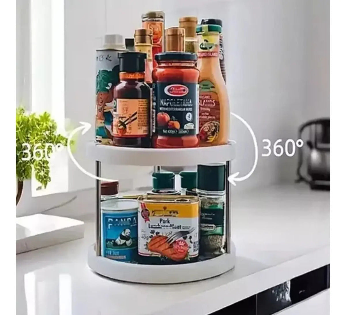 Especiero Giratorio Organizador Circular De Cocina 2 Niveles - vista 3