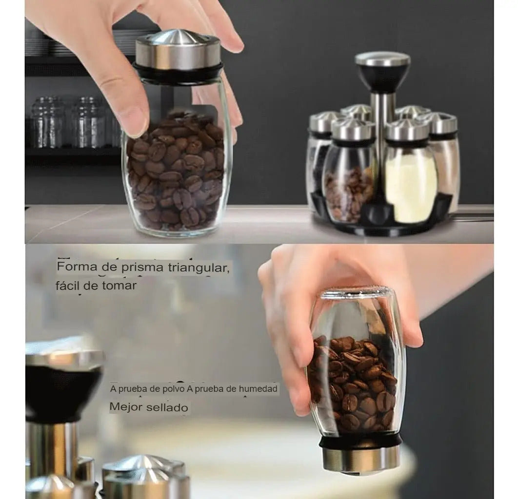 Set Especiero Condimentero 6 Frascos Giratorio 360 Premium - vista 4