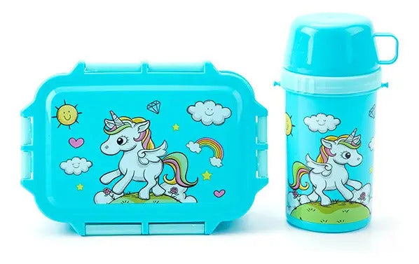 Lonchera infantil con taper, cuchara y botella