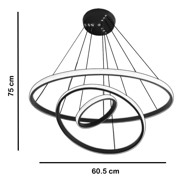 Lampara De Techo Colgante Led Diseño Moderno Triple Aro 48w - vista 6