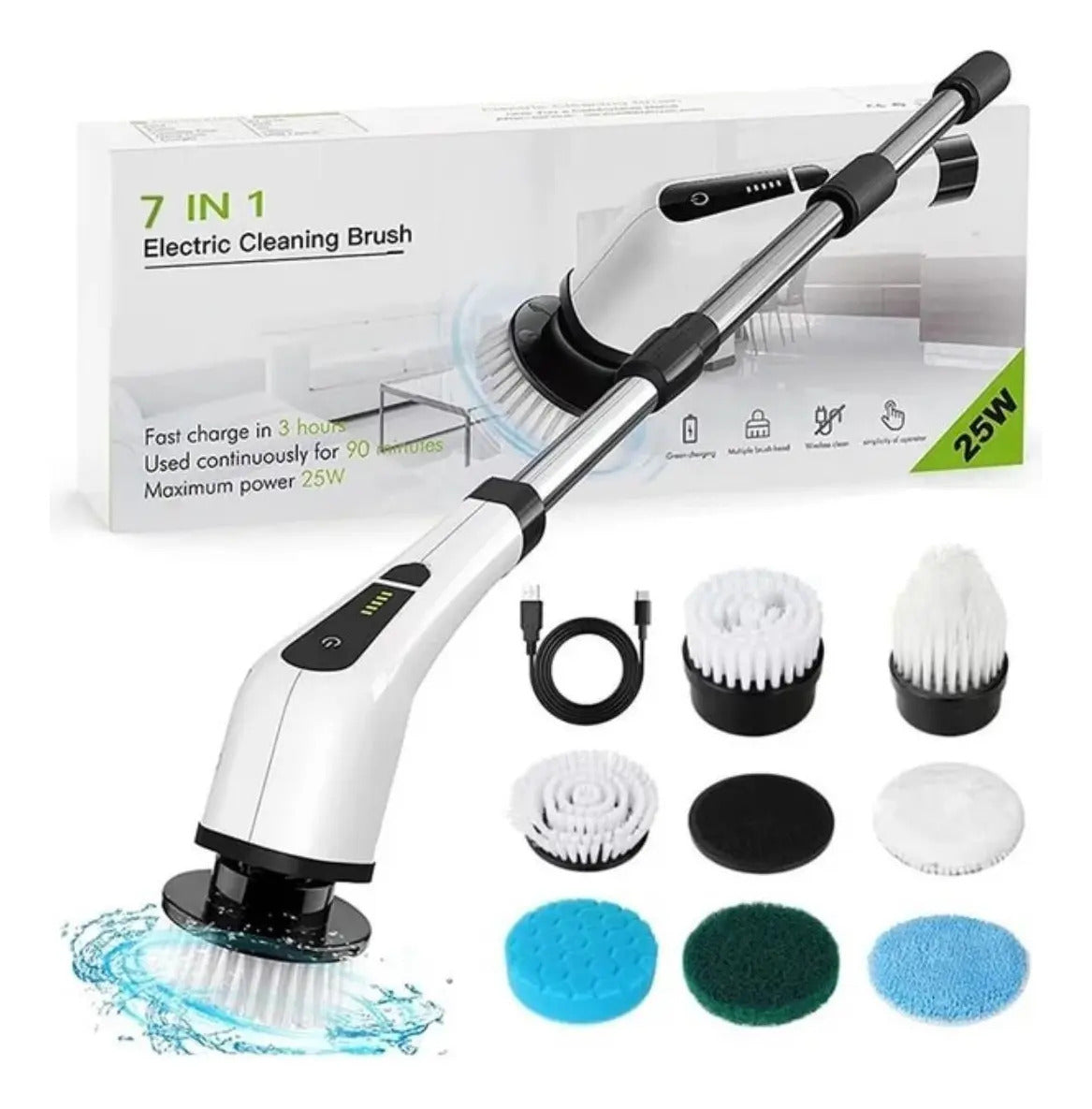 Cepillo De Limpieza Electrico Giratorio 7en 1 Recargable 25w - vista 2