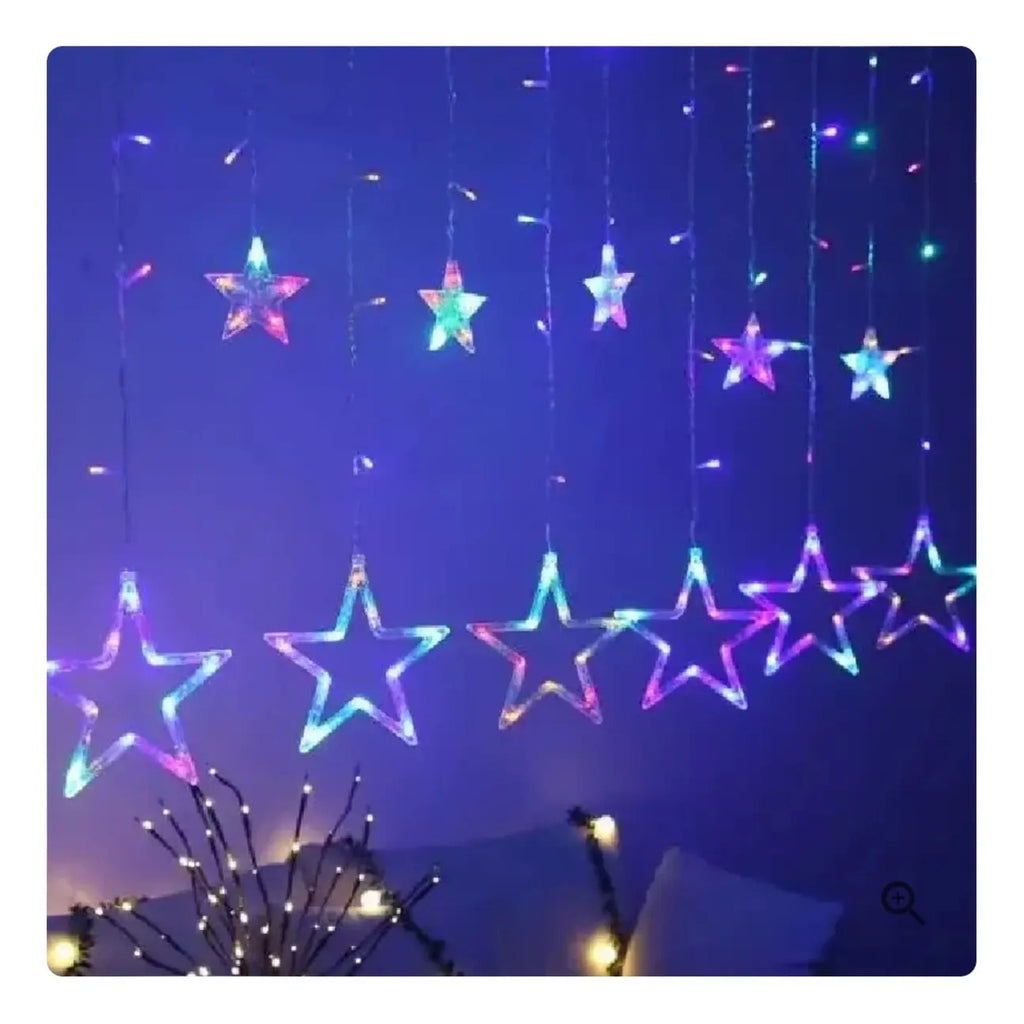 Luces De Navidad Cortina Led Guirnalda Cascada De Estrellas - vista 5