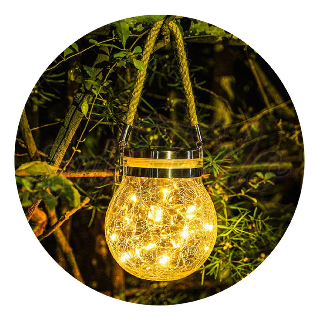 Lampara Solar Decorativa Esfera Agrietada Colgante Led - vista 2