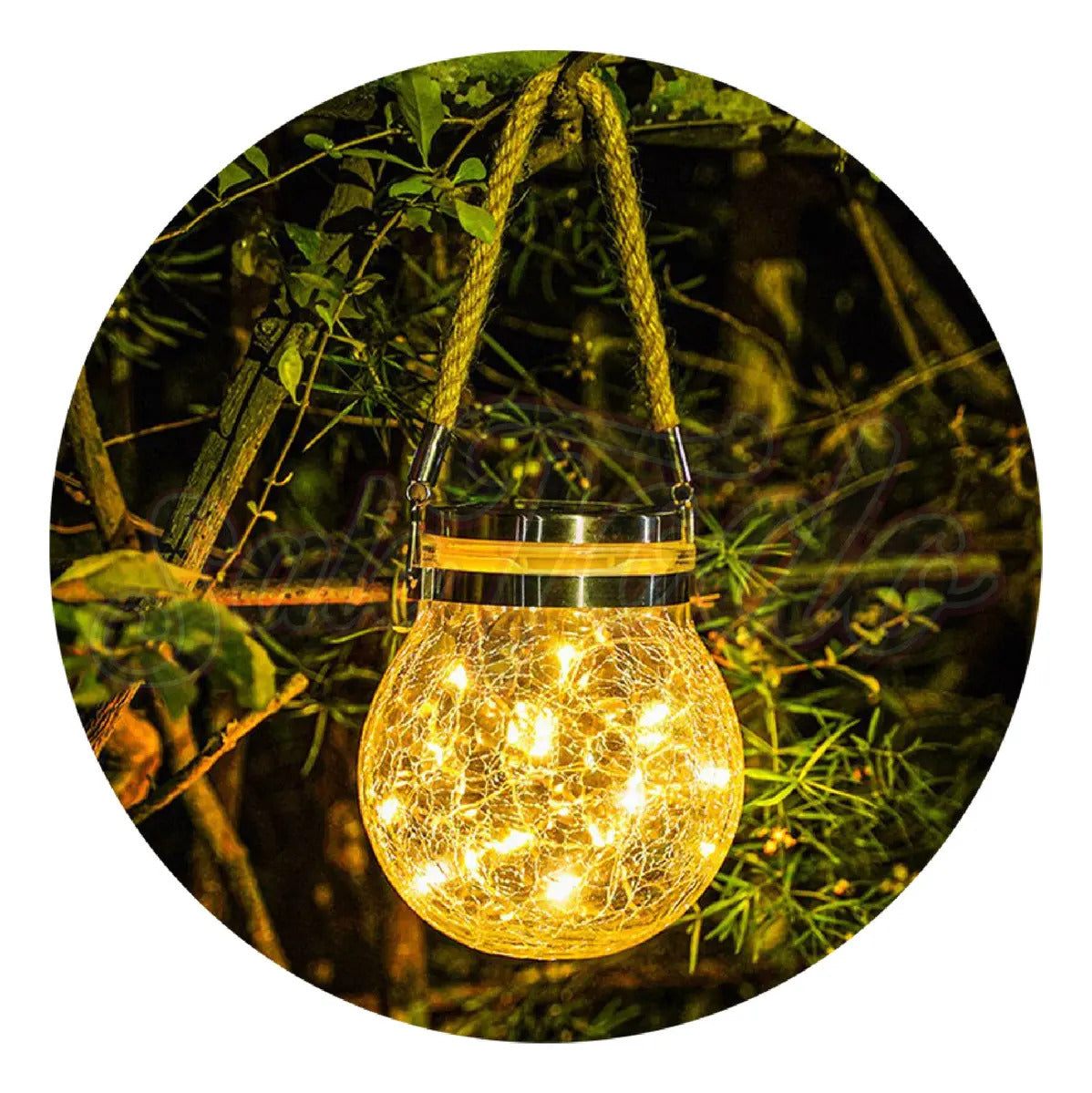 Lampara Solar Decorativa Esfera Agrietada Colgante Led - vista 2