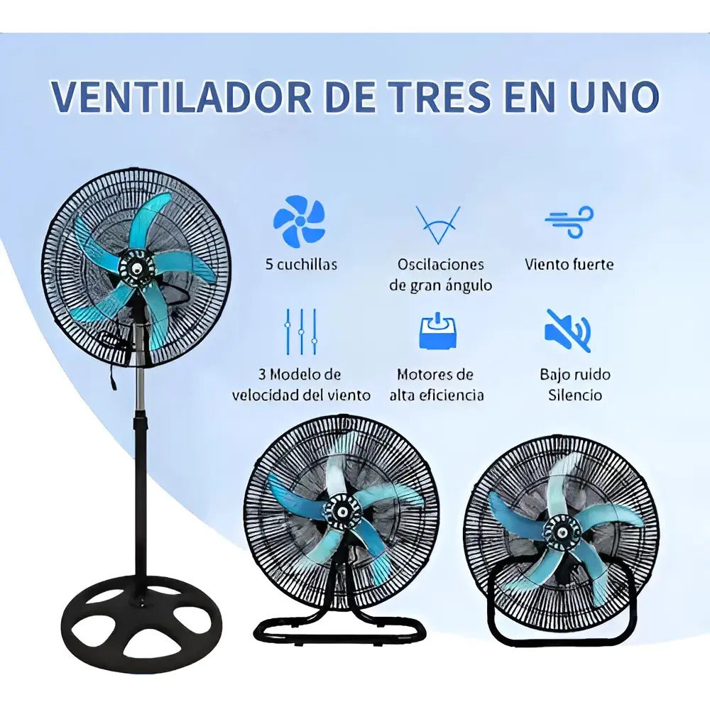 Ventilador Metálico 3 En 1 De 5 Aspas Y 3 Potencias - vista 5
