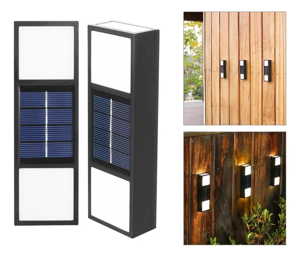Pack 2 Luces Solares Foco Led Lampara Aplique Con Sensor Luz - vista 3